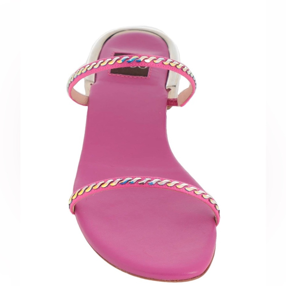NWB! RODO leather Fuchsia/pink flip flops size 41 Made In Italy